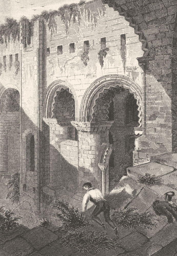 KENT. Interior of Rochester Castle, Kent. Allen. (Bartlett/Winkles) 1833 print